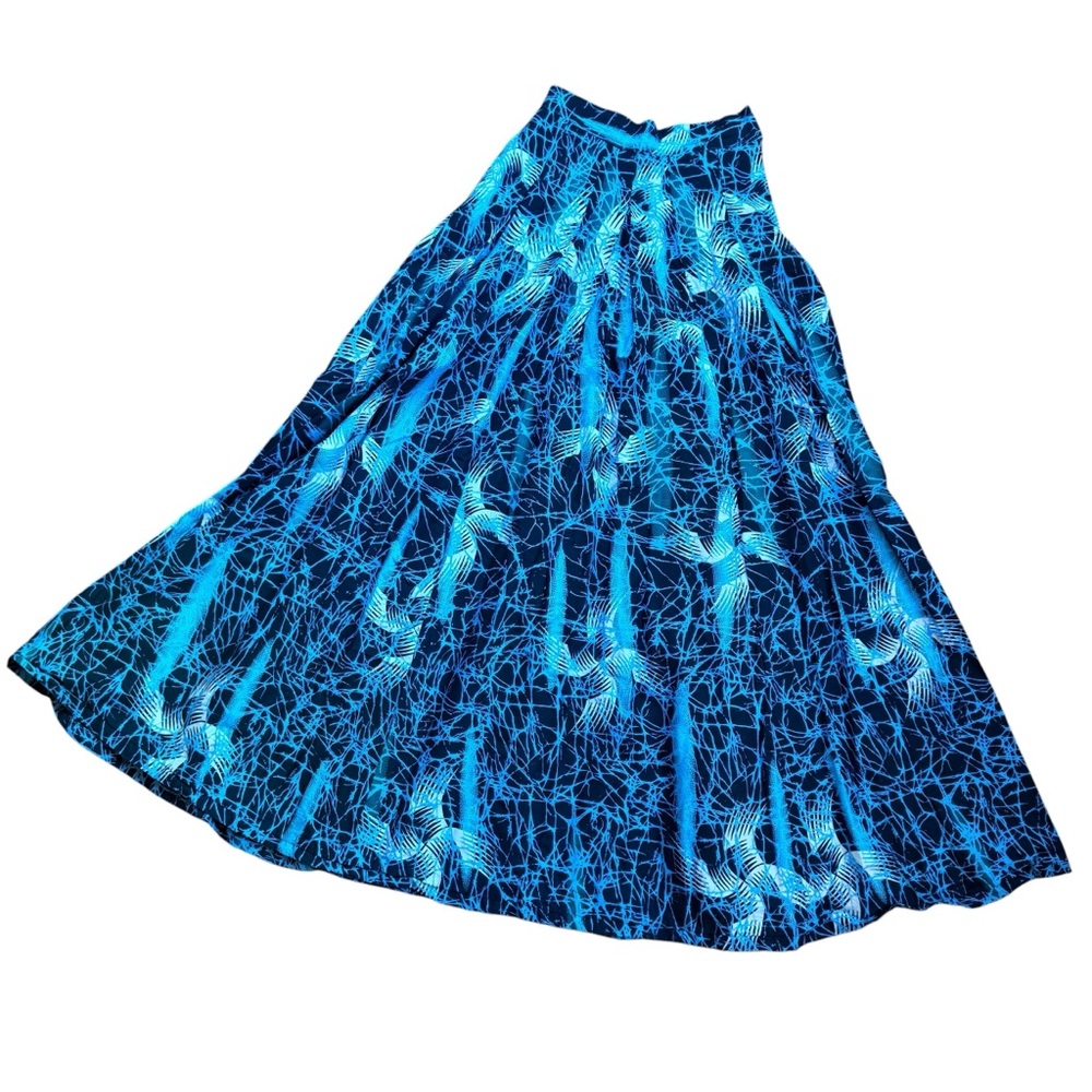 Francis + Benedict African Maxi Skirt Sz XS Pockets Blue Geometric Print
